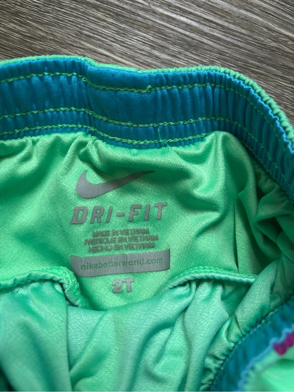Nike Girls' Neon Green, Teal & Yellow Athletic Shorts Set
